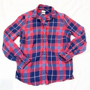 J. Crew Perfect Fit Red Flannel Button Down Size Small